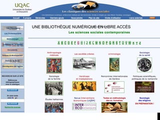UNE BIBLIOTHÈQUE NUMÉRIQUE EN LIBRE ACCÈS
 