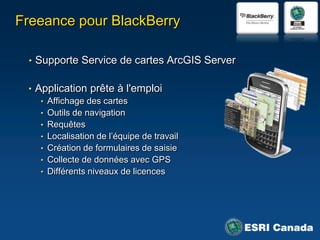 ArcPad – Exemplesd’utilisationAfficher et modifier des donnéesvectorielles et matricielles, streetmap,photos et graphiquesEffectuer des recherchesgénérateur de requêtesformulairespersonnalisésNaviguer avec un GPS Géocoder et créer des itinéraires