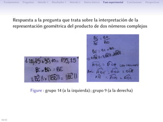 Réponse à la question portant sur l’interprétation de la
représentation géométrique du produit de deux nombres complexes
Figure : groupe 14 (à gauche) ; groupe 9 (à droite)
34/1
 