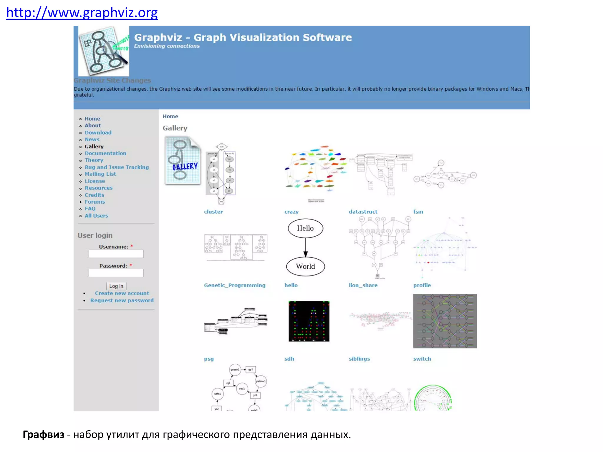 Графвиз - набор утилит для графического представления данных.
http://www.graphviz.org
 