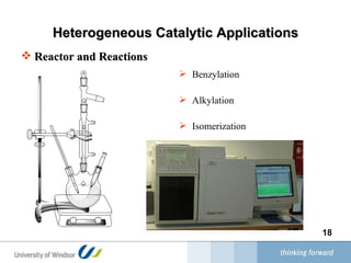 Heterogeneous Catalytic Applications Reactor and Reactions Benzylation  Alkylation Isomerization 