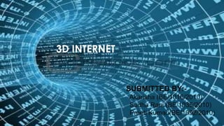 3D
INTERNET
3D INTERNET
SUBMITTED BY:-
Akansha (BE/1016/2010)
Sudha Rani (BE/1035/2010)
Preeti Kumari(BE/1092/2010)
 
