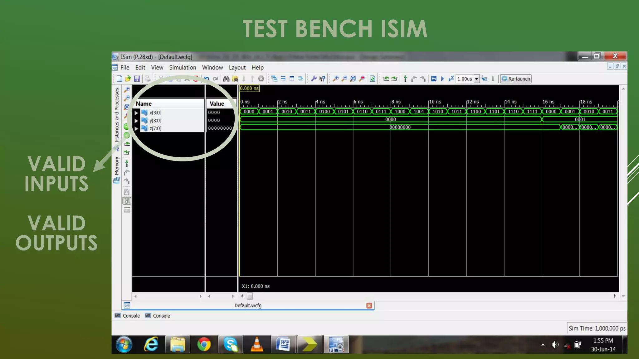 TEST BENCH ISIM 
VALID 
INPUTS 
VALID 
OUTPUTS 
 