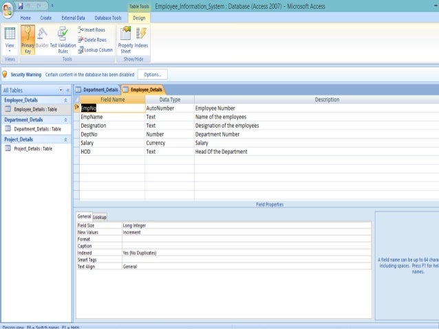 ms access employee database