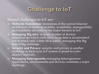 Challenges and application of Internet of Things | PPTX