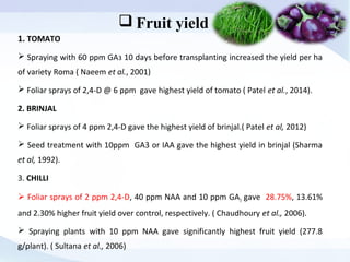 Effect of bio-regulators on performance of tomato under naturally
ventilated polyhouse during off- season
Treatments
Plant...