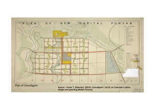 Source - Turner, T. (Director). (2015). Chandigarh 1 (of 4): Le Corbusier’s urban
design and planning [Motion Picture].
Plan of Chandigarh
 
