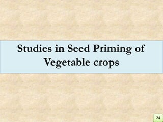 Studies Seed Priming of
Vegetable crops
24
 