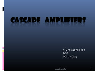 1
GLACEVARGHESET
EC-A
ROLL NO:45
cascade amplifier
 