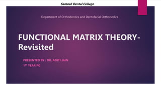 FUNCTIONAL MATRIX THEORY-
Revisited
PRESENTED BY : DR. ADITI JAIN
1ST YEAR PG
Santosh Dental College
Department of Orthodontics and Dentofacial Orthopedics
 