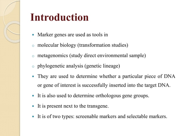 Screenable and Selectable Markers | PPTX | Chemistry | Science