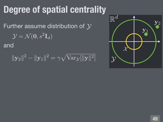 Degree of spatial centrality
!49
Further assume distribution of

and
 