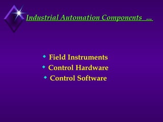 Industrial Automation Components …
Industrial Automation Components …
 Field Instruments
 Control Hardware
 Control Software
 