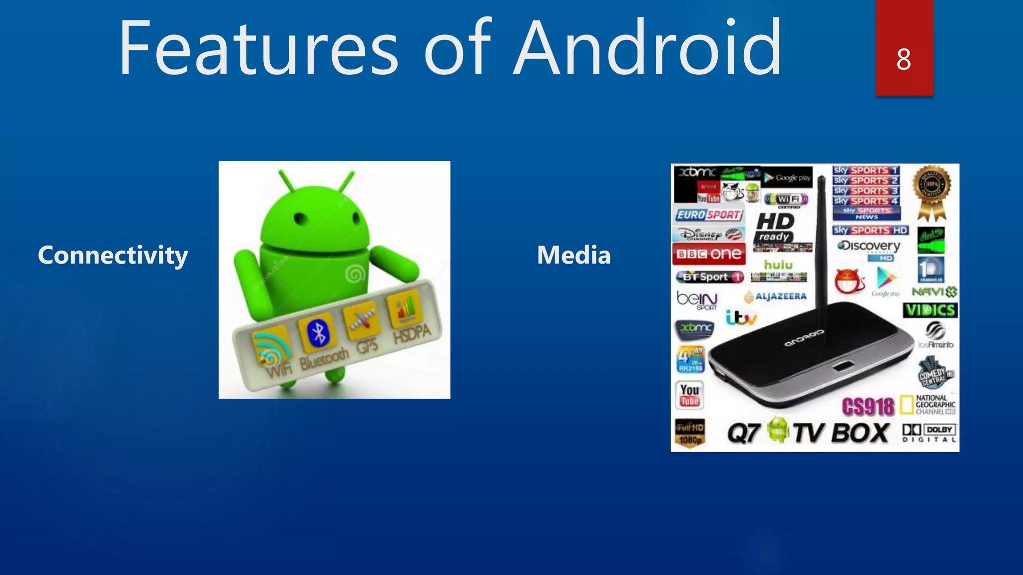Features of Android Connectivity Media 8 