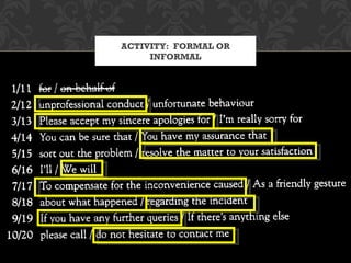 ACTIVITY: FORMAL OR
     INFORMAL
 