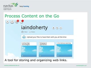 navitas-professional.edu.au navitasenglish.com
Process Content on the Go
A tool for storing and organizing web links.
 