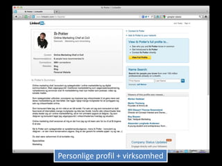 Personlige profil + virksomhed
 