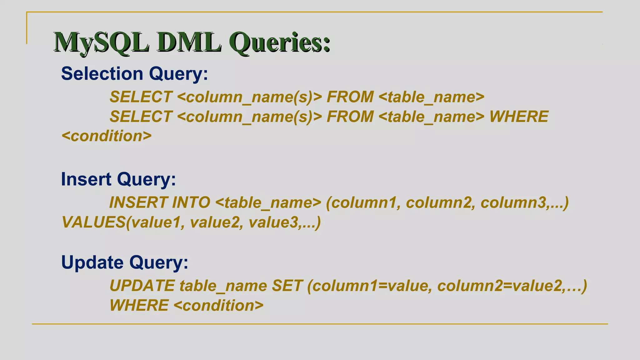 Overview of PHP and MYSQL | PPT