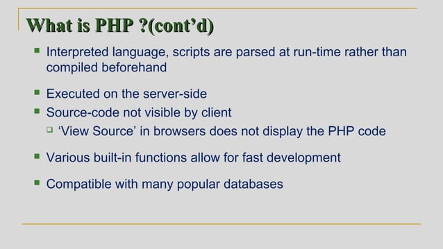 Overview of PHP and MYSQL | PPT