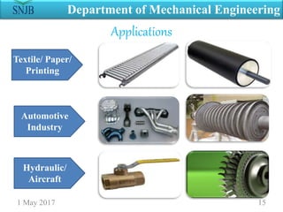 1 May 2017 15
Department of Mechanical Engineering
Textile/ Paper/
Printing
Automotive
Industry
Hydraulic/
Aircraft
Applications
 