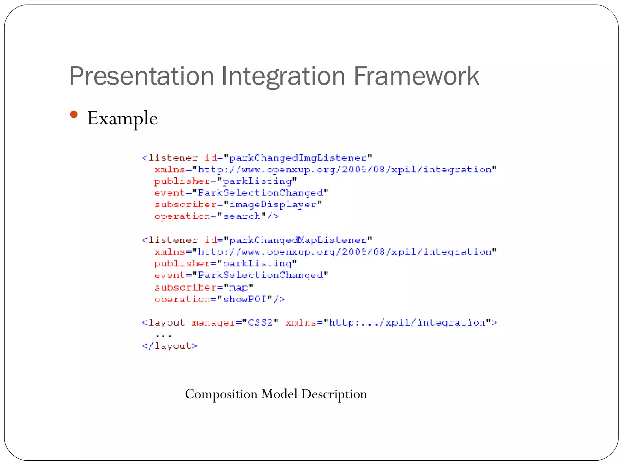 Presentation Integration Framework Example Composition Model Description 
