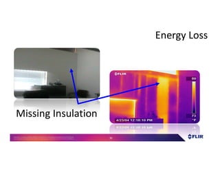 Proprietary- Company Confidential ©2016 FLIR Systems Inc. Information and equipmentdescribed herein
may require US Governmentauthorizationfor export purposes. Diversion contrary to US law is prohibited. 33
Energy Loss
Missing Insulation
 