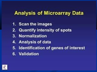 DATA ANALYSIS OFDATA ANALYSIS OF
MICROARRAYSMICROARRAYS
 