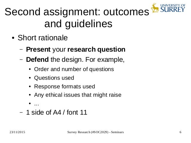 survey research soc2029 seminar 8 formulating a research question