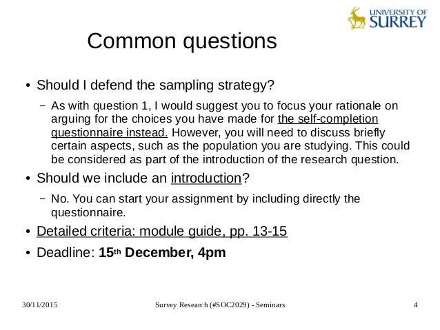 survey research soc2029 seminar 9 designing a self completion que