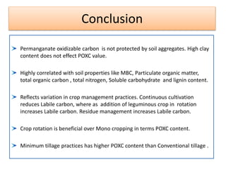 Poxc Permangante oxidizable carbon (POXC) in Soil | PPTX