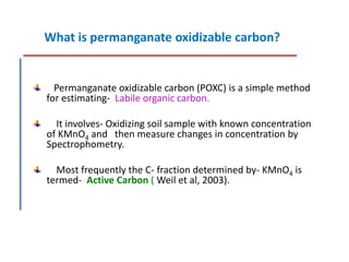Poxc Permangante oxidizable carbon (POXC) in Soil | PPTX