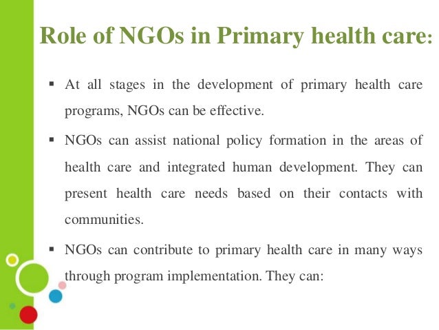 Ngos And Their Role In Health