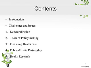 Health policy in developing countries | PPTX