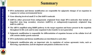 "Non-coding RNA mediated epigenetic regulation of agronomic traits in ...