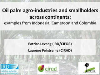 Oil palm agro-industries and smallholders
            across continents:
examples from Indonesia, Cameroon and Colombia



            Patrice Levang (IRD/CIFOR)
            Laurène Feintrenie (CIRAD)
 