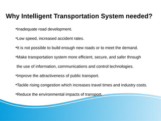 Intelligent Transportation System presentation | PPTX