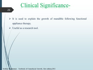 26
Clinical Significance-
 It is used to explain the growth of mandible following functional
appliance therapy.
 Useful as a research tool.
 