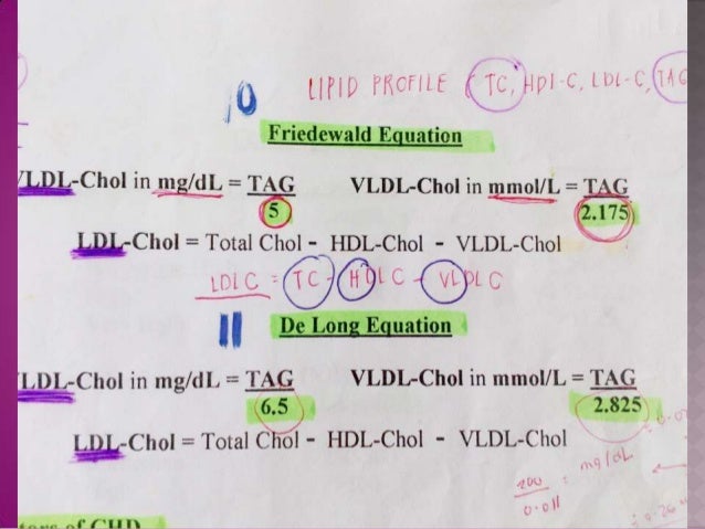 lipids dyslipoproteinemia friedewald equation