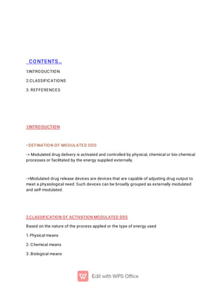 MDDS -MODULATED DRUG DELIVERY SYSTEM | PDF