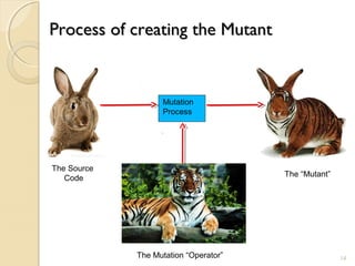 Process of creating the MutantProcess of creating the Mutant
The Source
Code
The Mutation “Operator”
Mutation
Process
The “Mutant”
1414
 