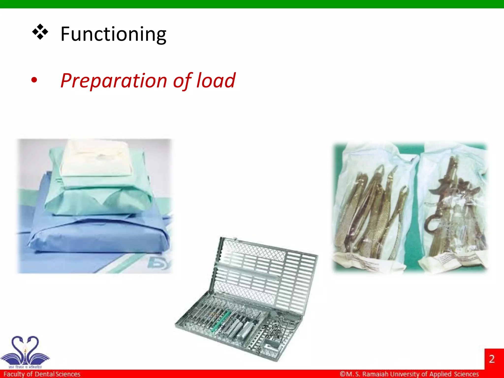  Functioning
• Preparation of load
 