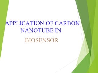 APPLICATION OF CARBON
NANOTUBE IN
BIOSENSOR
 
