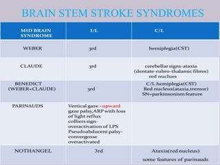 BRAIN STEM STROKE SYNDROMES
 
