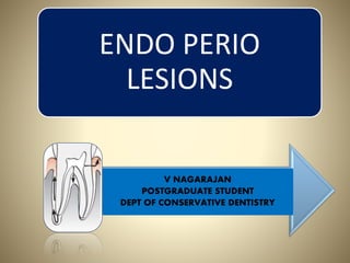 ENDO PERIO
LESIONS
V NAGARAJAN
POSTGRADUATE STUDENT
DEPT OF CONSERVATIVE DENTISTRY
 
