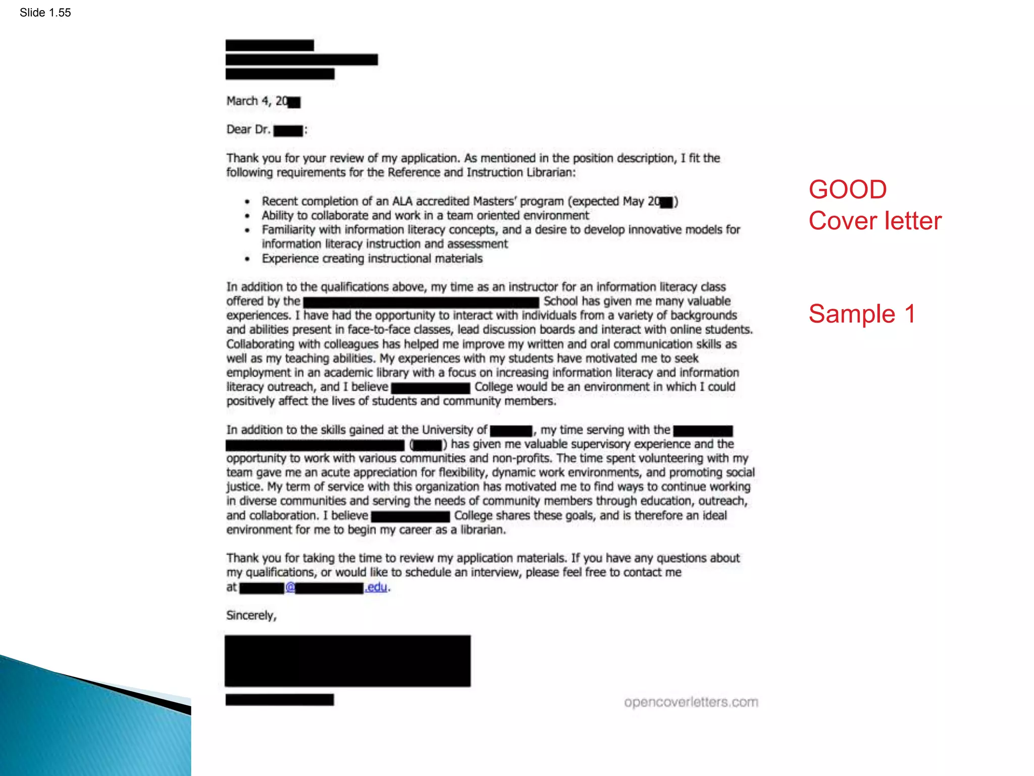 Slide 1.55
GOOD
Cover letter
Sample 1
 