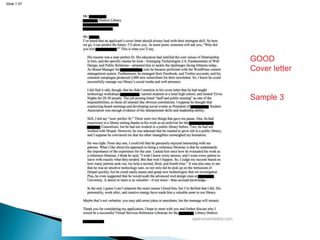 Slide 1.57
GOOD
Cover letter
Sample 3
 