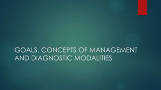 GOALS, CONCEPTS OF MANAGEMENT
AND DIAGNOSTIC MODALITIES
 