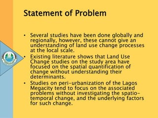 Statement of Problem
• Several studies have been done globally and
regionally, however, these cannot give an
understanding...