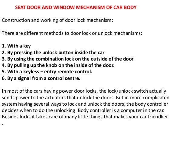 Seat Door Window Mechanisms