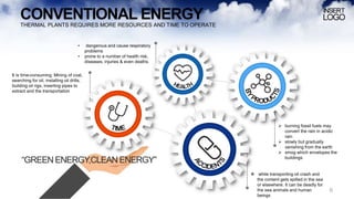 CONVENTIONAL ENERGY
THERMAL PLANTS REQUIRES MORE RESOURCES AND TIME TO OPERATE
6
 